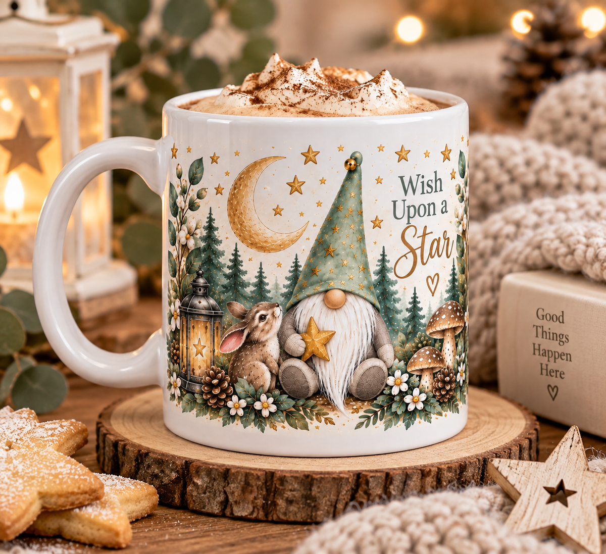 Wish Upon a Star Gnome Mug – 11oz Ceramic Woodland Mug – Exclusive Forever Gnomes UK Design
