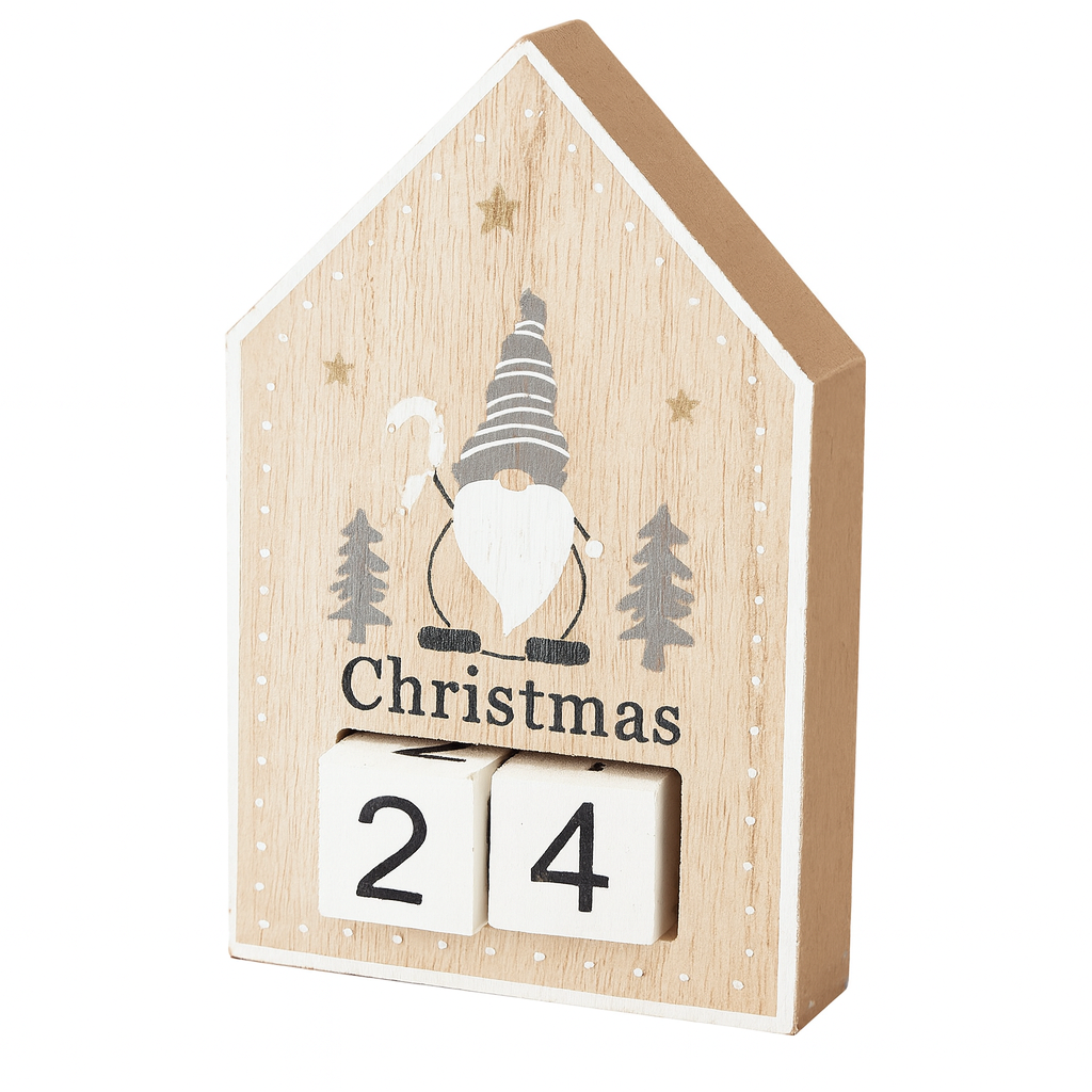 Wooden Gonk Christmas Countdown Block, 15x11.5cm