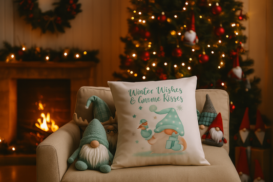 Warm Wishes and Gnome Kisses soft Valour Cushion 40 x 40cm Nordic Gnome, Swedish Tomte