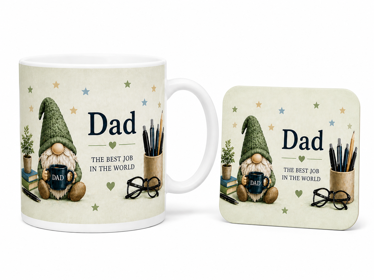 Best Dad Mug & Coaster Gift Set – Father’s Day Gift for Dad – Gonk Mug Set – Ceramic Mug & Coaster – Dad Gift Idea