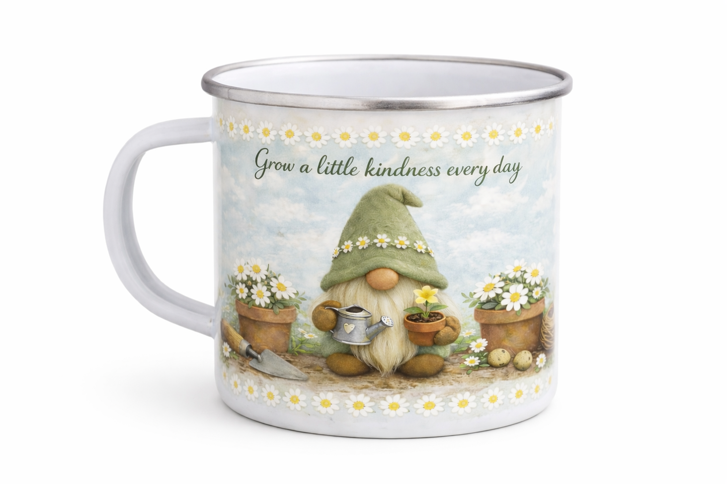 Grow a Little Kindness” Enamel Mug”