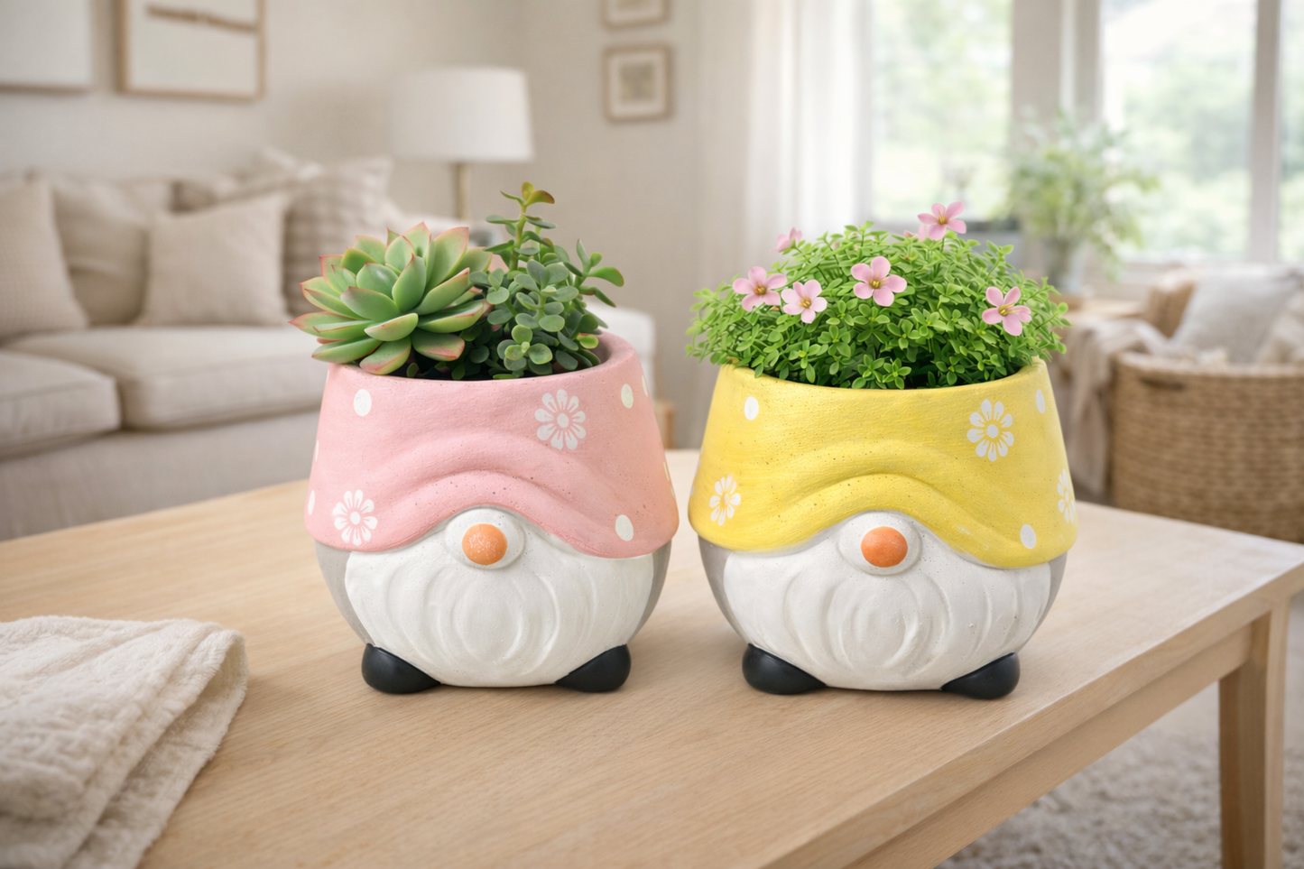 Gnome Ceramic Plant Pot – Pink or Yellow