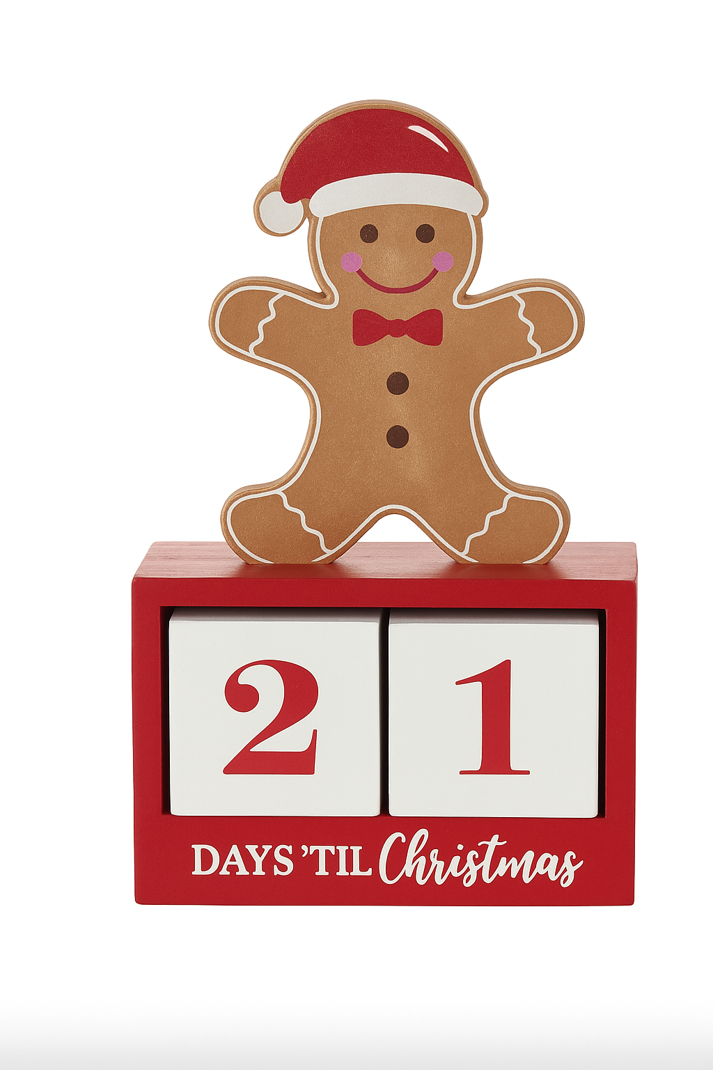 Mini Wooden Gingerbread Countdown to Christmas Block 12 x 8cm