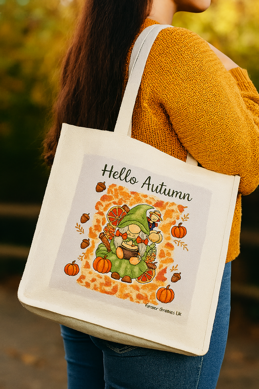 Hello Autumn Linen Gonk Tote Bag 30 x 30 x 19 cm