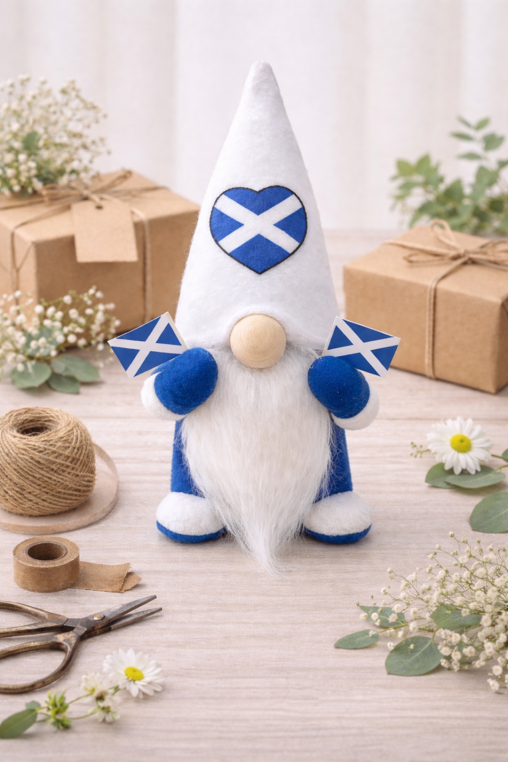 Scottish Saltire Gonks – Handmade Decorative Pair