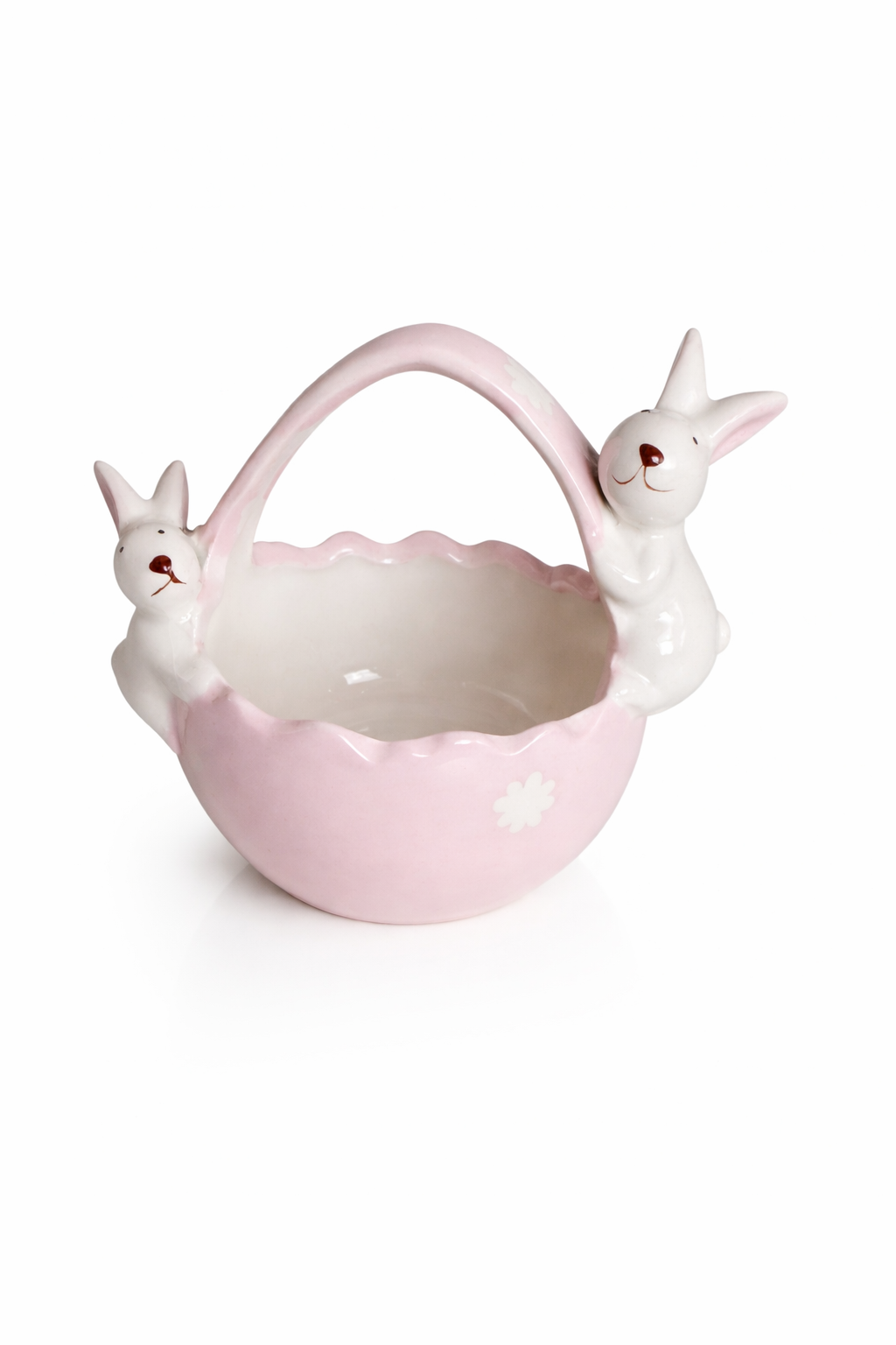 Pink Bunny Ceramic Basket 11.5cm