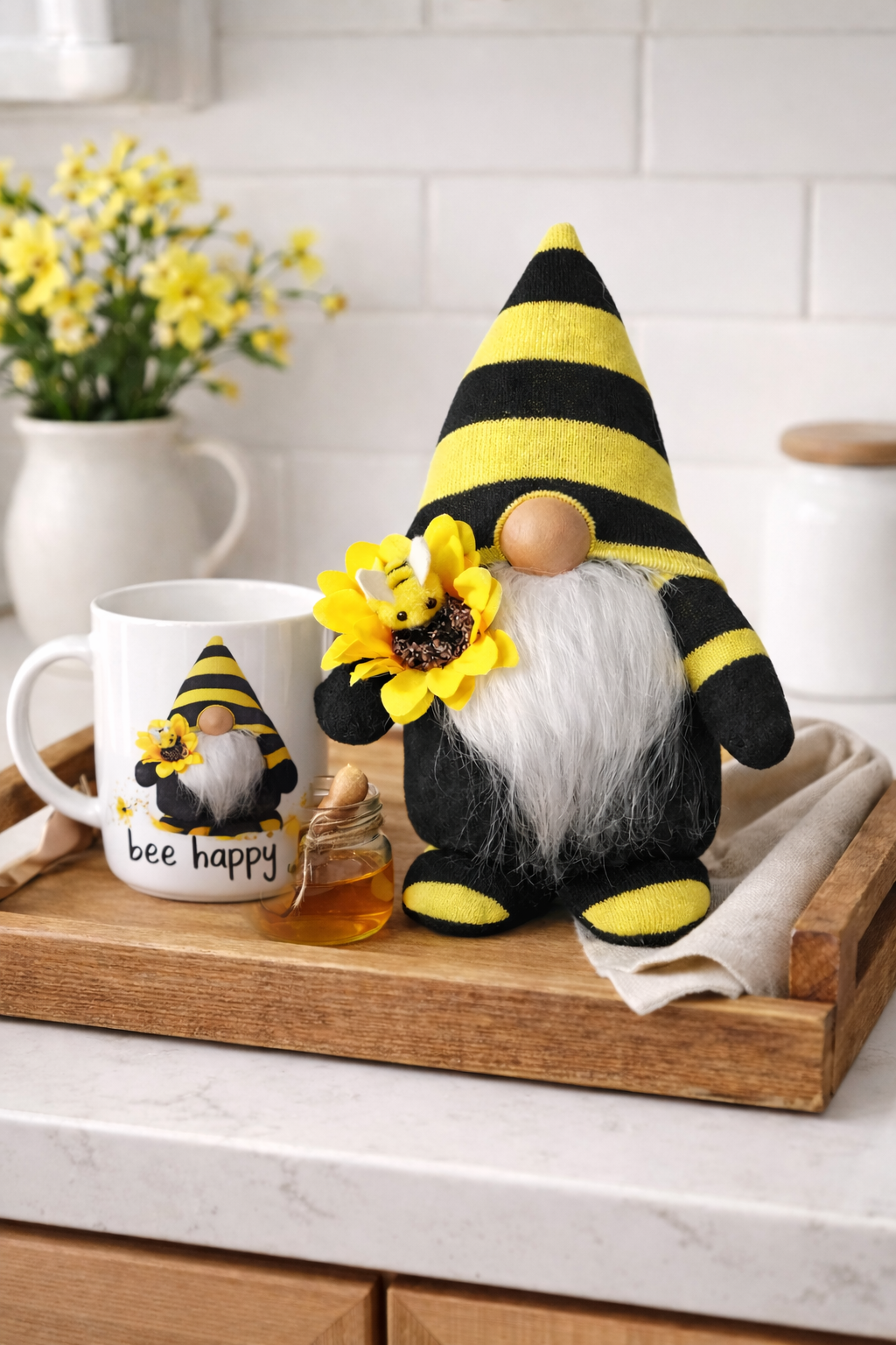 Handmade Bumble Bee Nordic Gnome, Gonk, Swedish Tomte