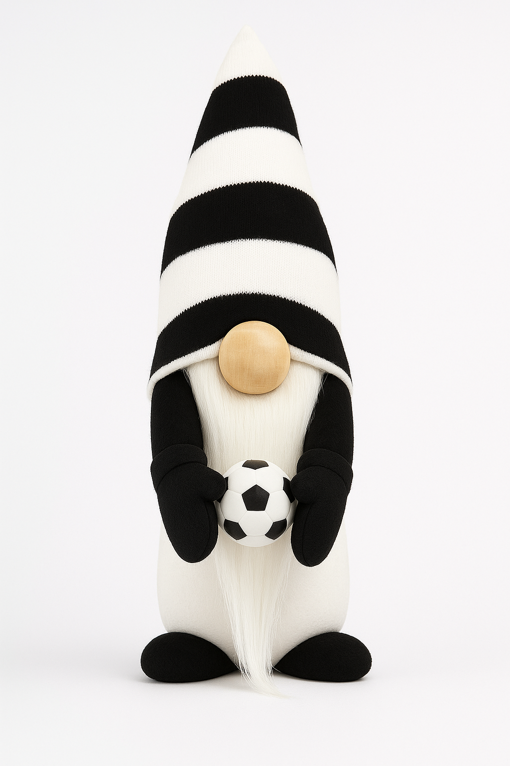 Handmade Black and White Football Gonk, Nordic Gnome, Swedish Tomte