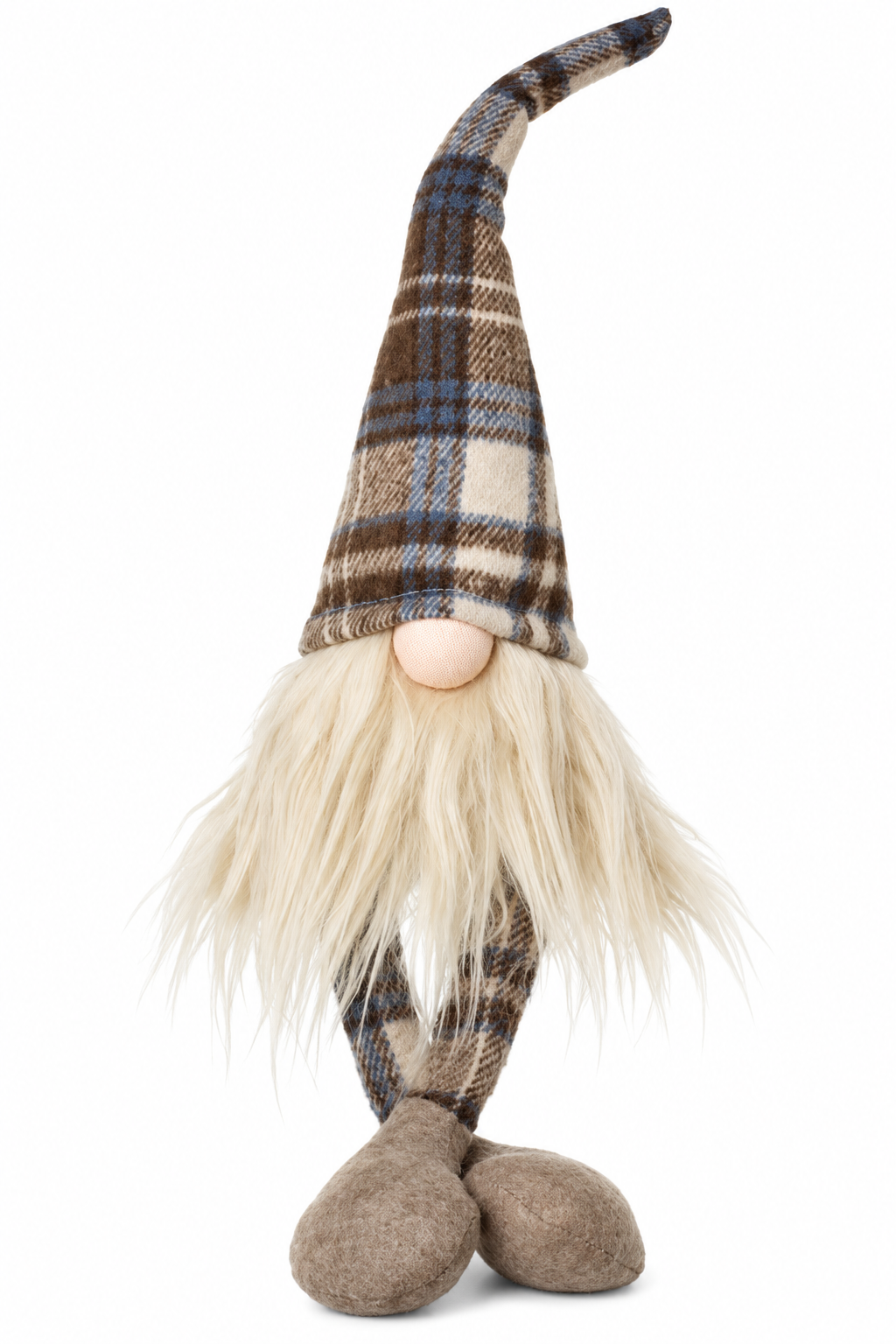 Brown Tartan Long-Legged Gnome – 45cm Autumn & Winter Decoration