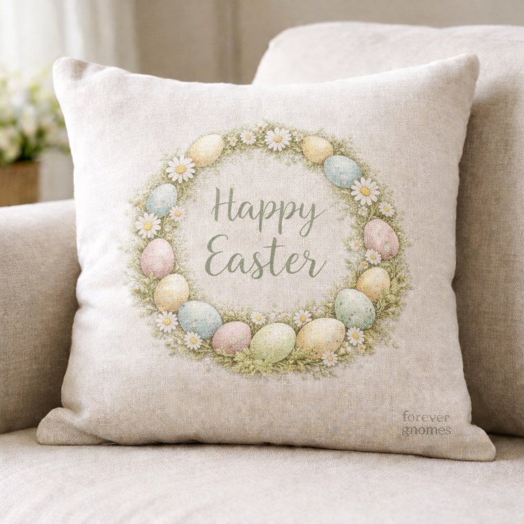 Happy Easter Linen Cushion – 40 x 40cm