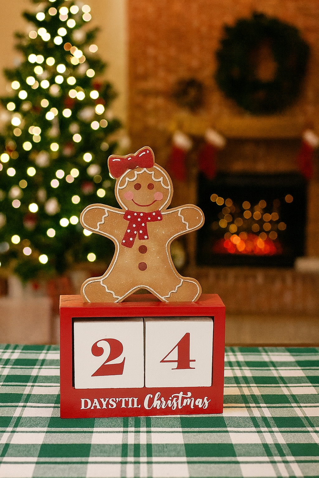 Mini Wooden Gingerbread Countdown to Christmas Block 12 x 8cm