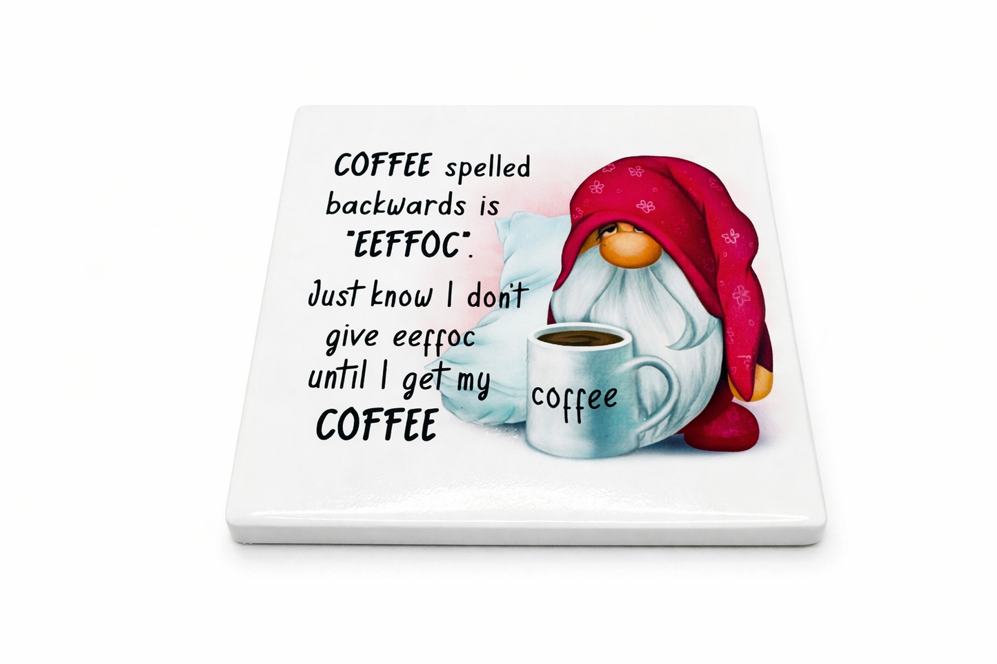 Handmade Coffee Spelt Backwards Ceramic Coaster