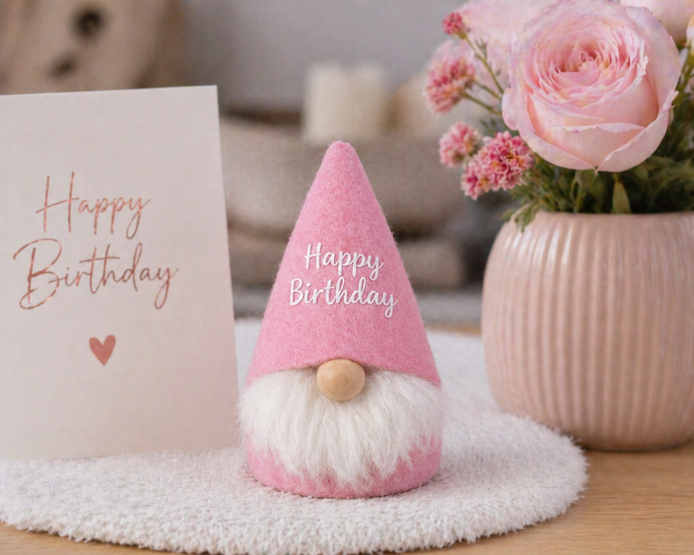 Happy Birthday Pink Mini Gonk – Handmade 5” Birthday Gnome Gift Decoration | Forever Gnomes UK