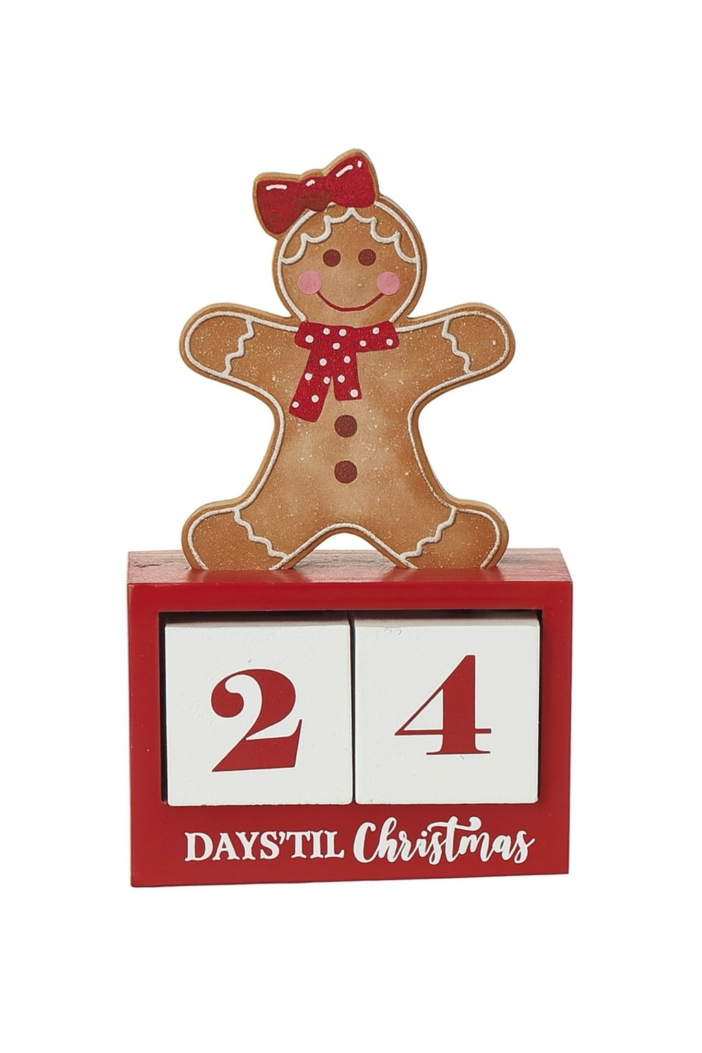 Mini Wooden Gingerbread Countdown to Christmas Block 12 x 8cm