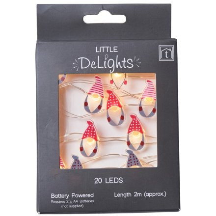 20 Mini LED Gonk String Lights, Gnome, Nordic, Swedish Tomte