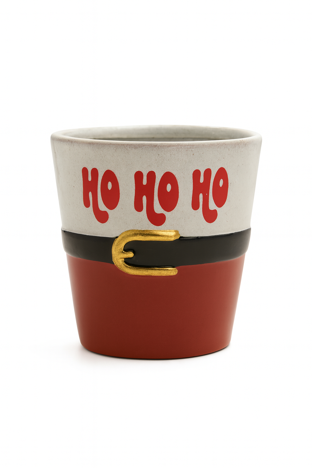 Ho Ho Ho Santa Belt Plant Ceramic Plant Pot 12.7cm