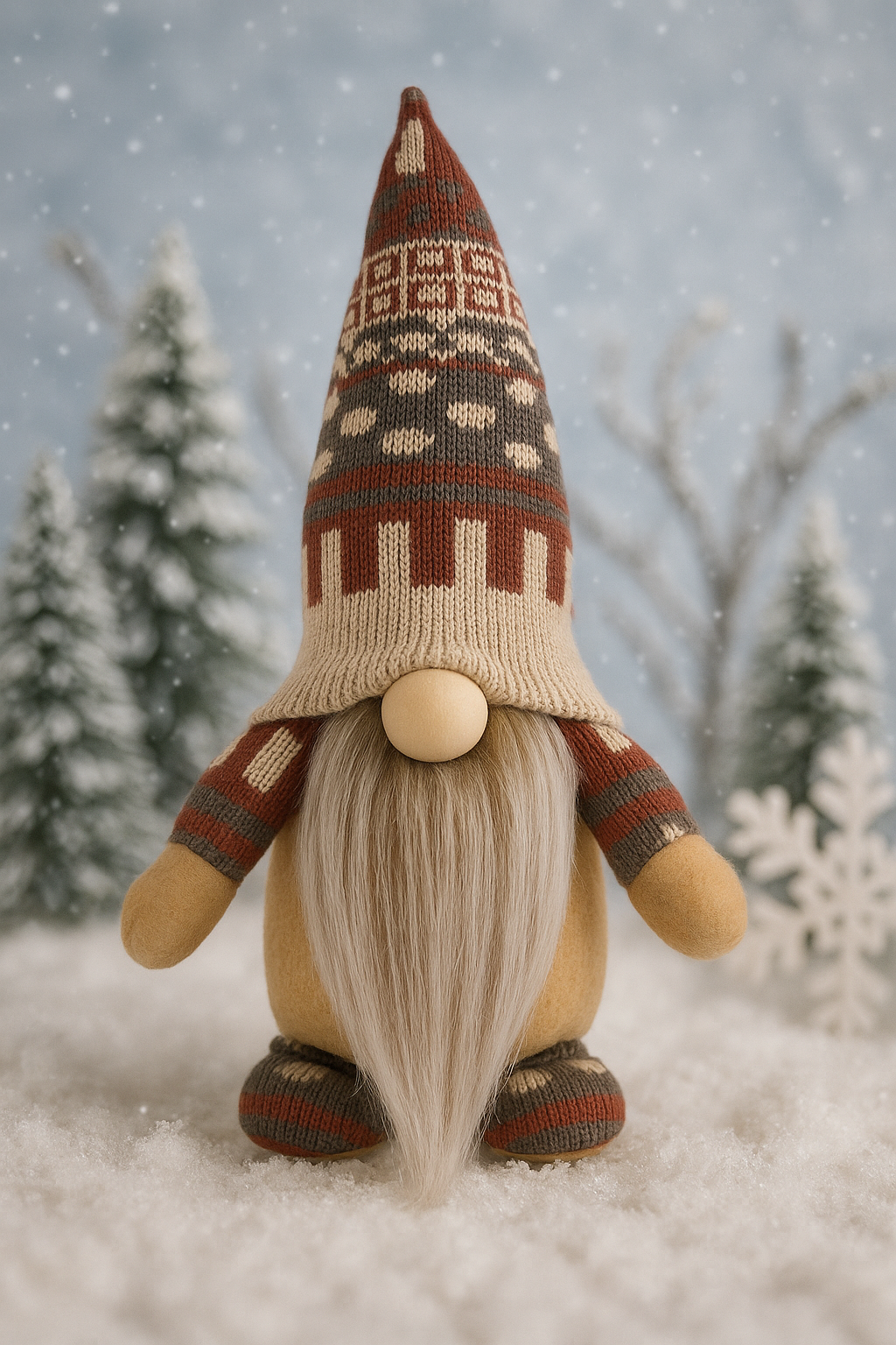 Handmade Winter Beige Gonk, Nordic Gnome, Swedish Tomte