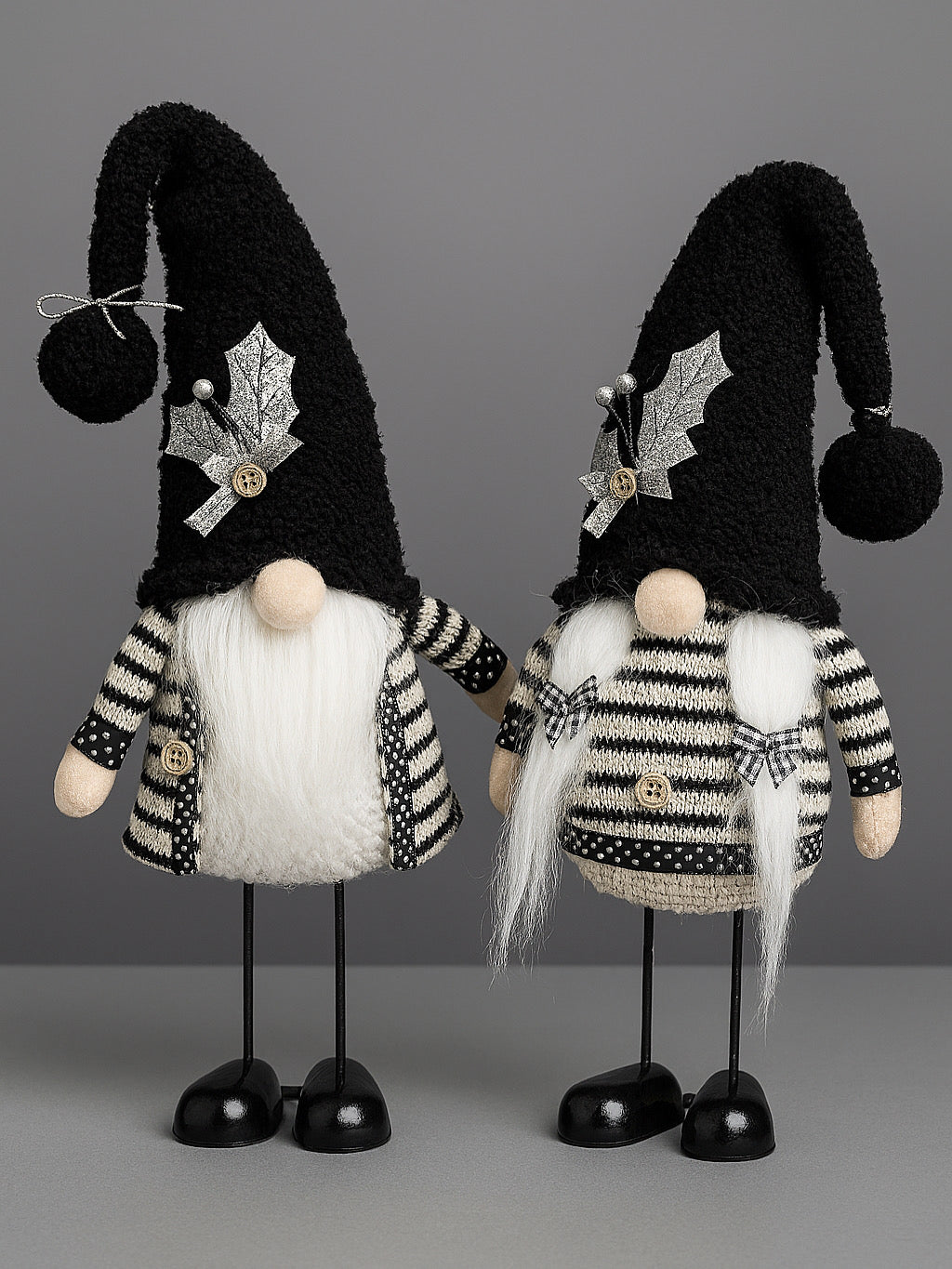 Black and White Wobbly Gonks, Nordic Gnome, Swedish Tomte