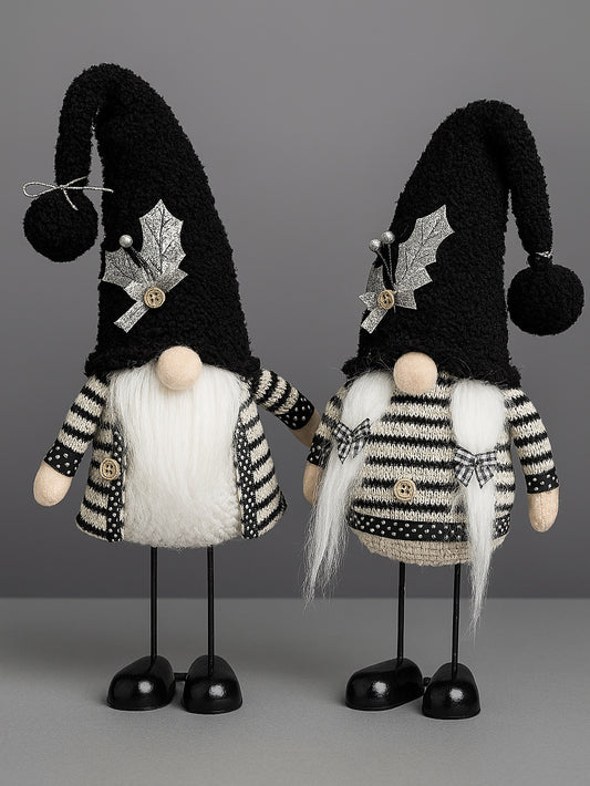 Black and White Wobbly Gonks, Nordic Gnome, Swedish Tomte