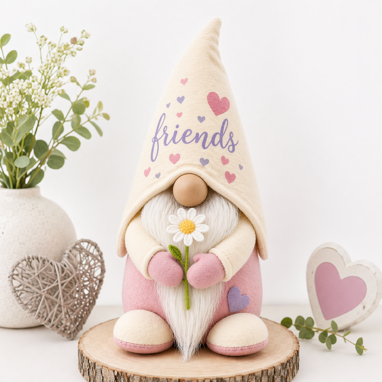 Friends Gonk with Daisy – Handmade Friendship Gift – 9” Decorative Gnome | Forever Gnomes UK