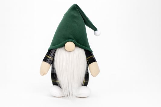 Forest Green Tartan Gonk – 9 Inches, Nordic Gnome, Swedish Tomte