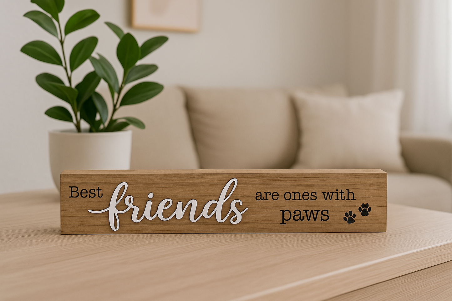 Best Friends are Ones with Paws Wooden Sign,Wooden Block