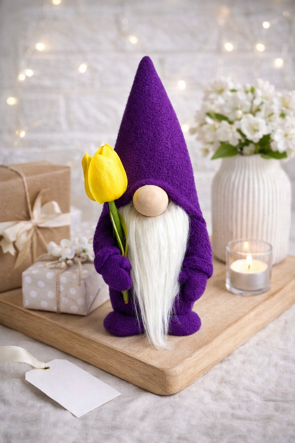Handmade Purple Tulip Gonk, Nordic, Gnome, Swedish Tomte
