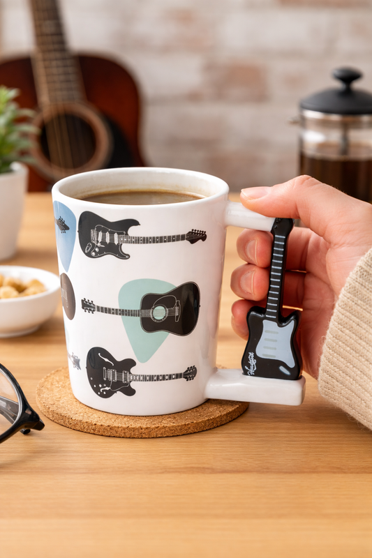 Headstock Ceramic Guitar Mug with guitar shaped Handle 400ml