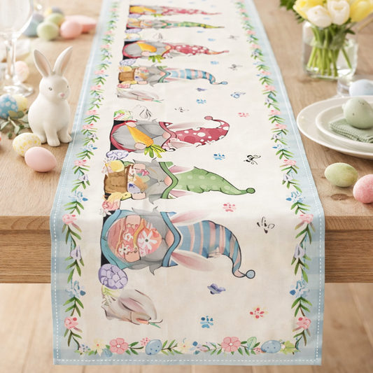 Gnome Easter Egg Linen Table Runner, Gonk, Nordic Gnome, Swedish Tomte