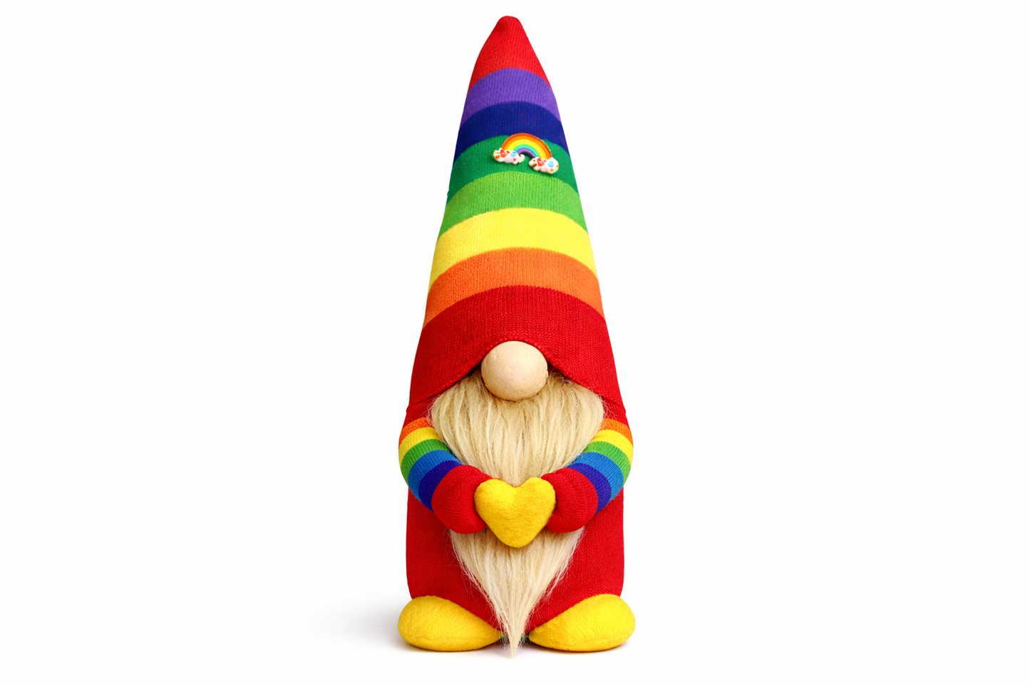Handmade Rainbow Nordic Gnome With Felt Wool Heart, Gonk, Swedish Tomte
