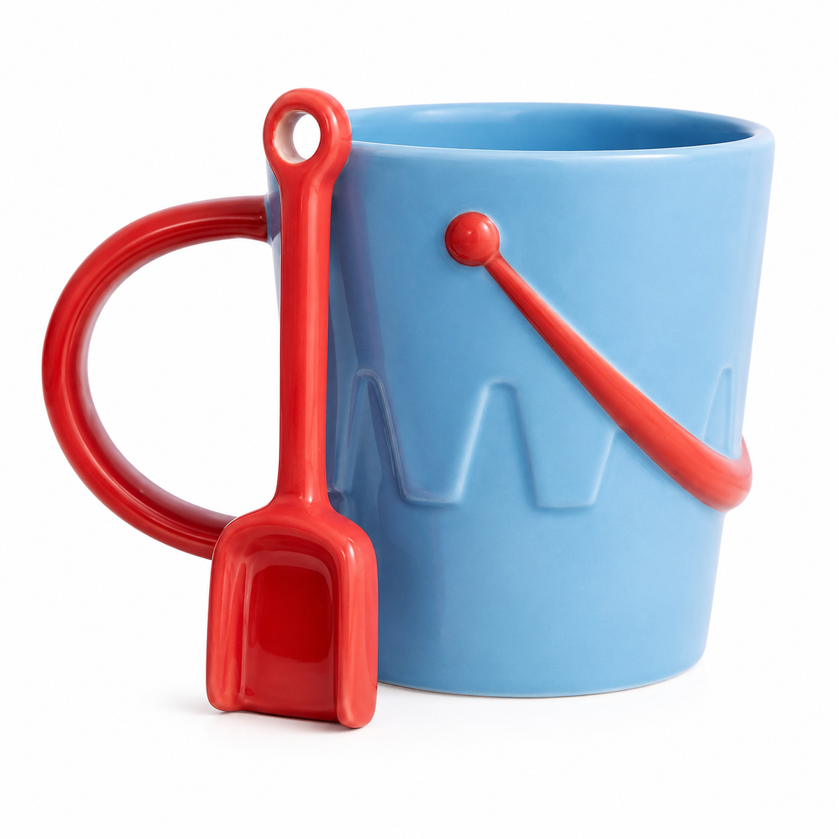 Seaside Bucket Mug with Ceramic Spade Spoon