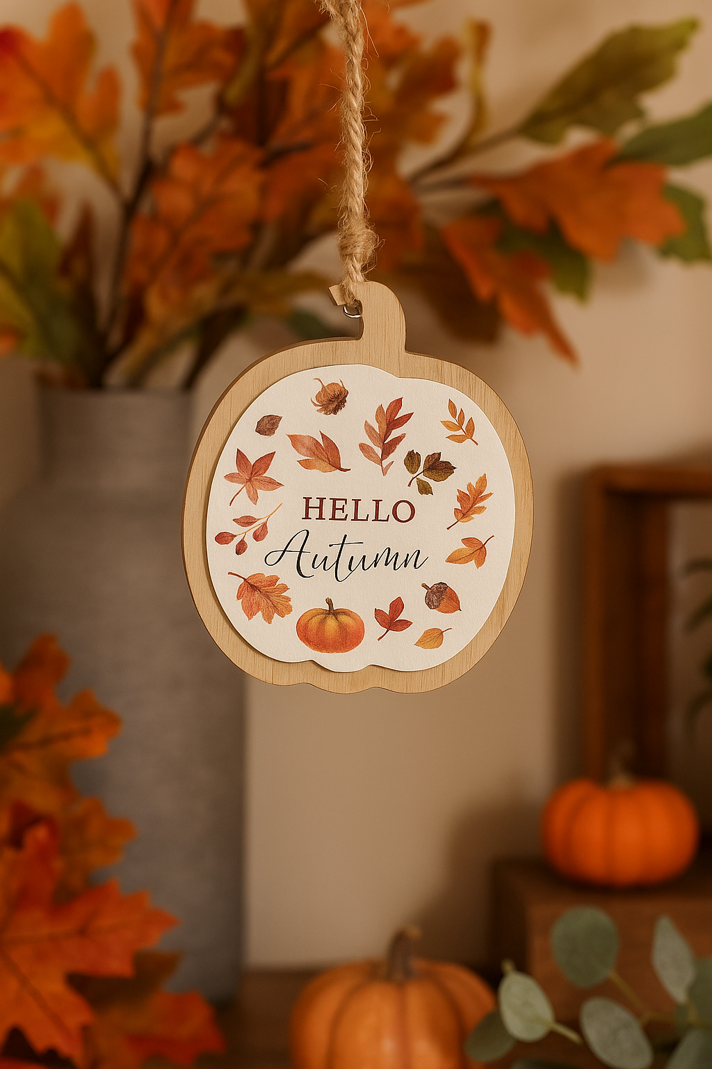 Hello Autumn Hanging Pumpkin 7.5cm