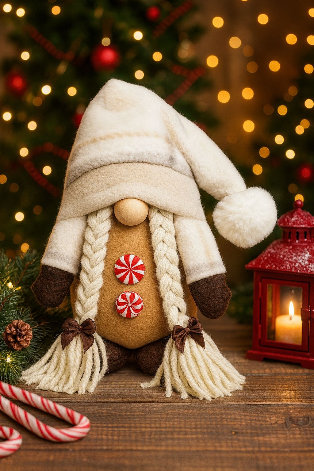 Handmade Candy Cane Super Soft Winter Gonk, Nordic Gnome, Swedish Tomte
