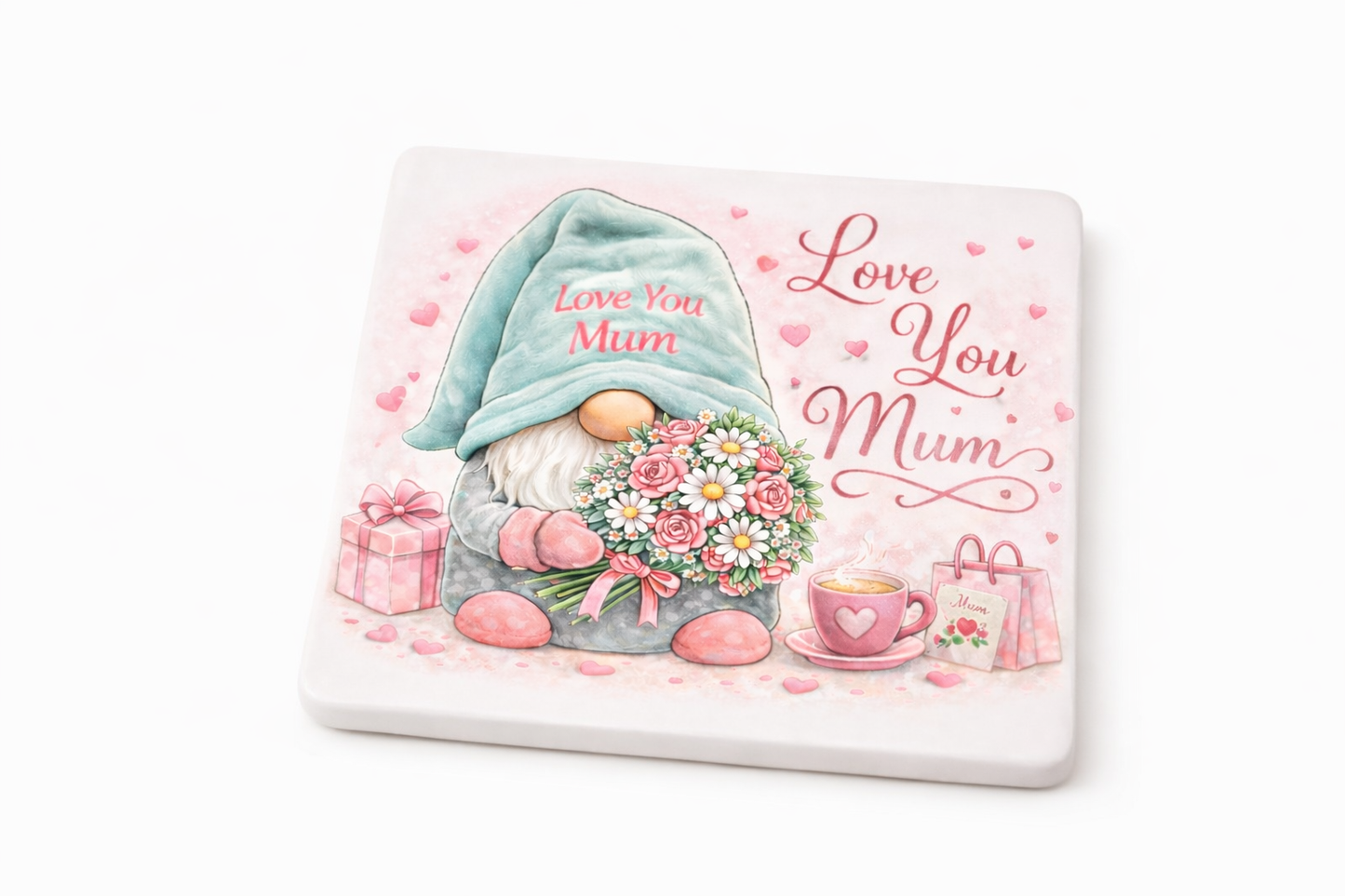 Love You Mum Ceramic Coaster 10 x 10