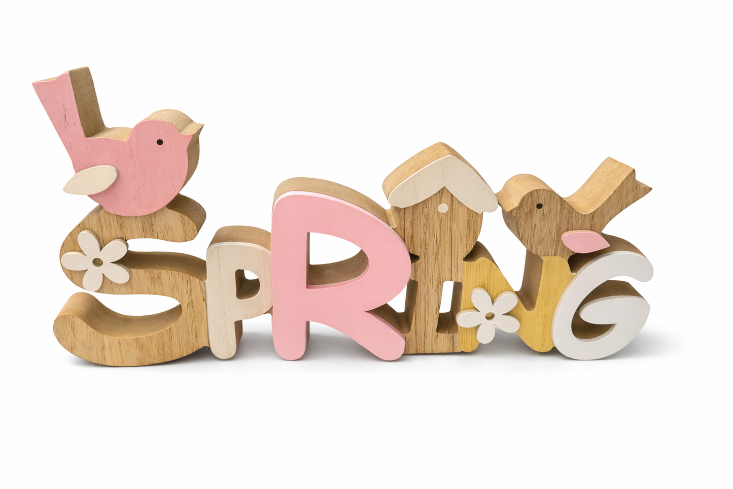 Wooden “Spring” Word Block Decoration