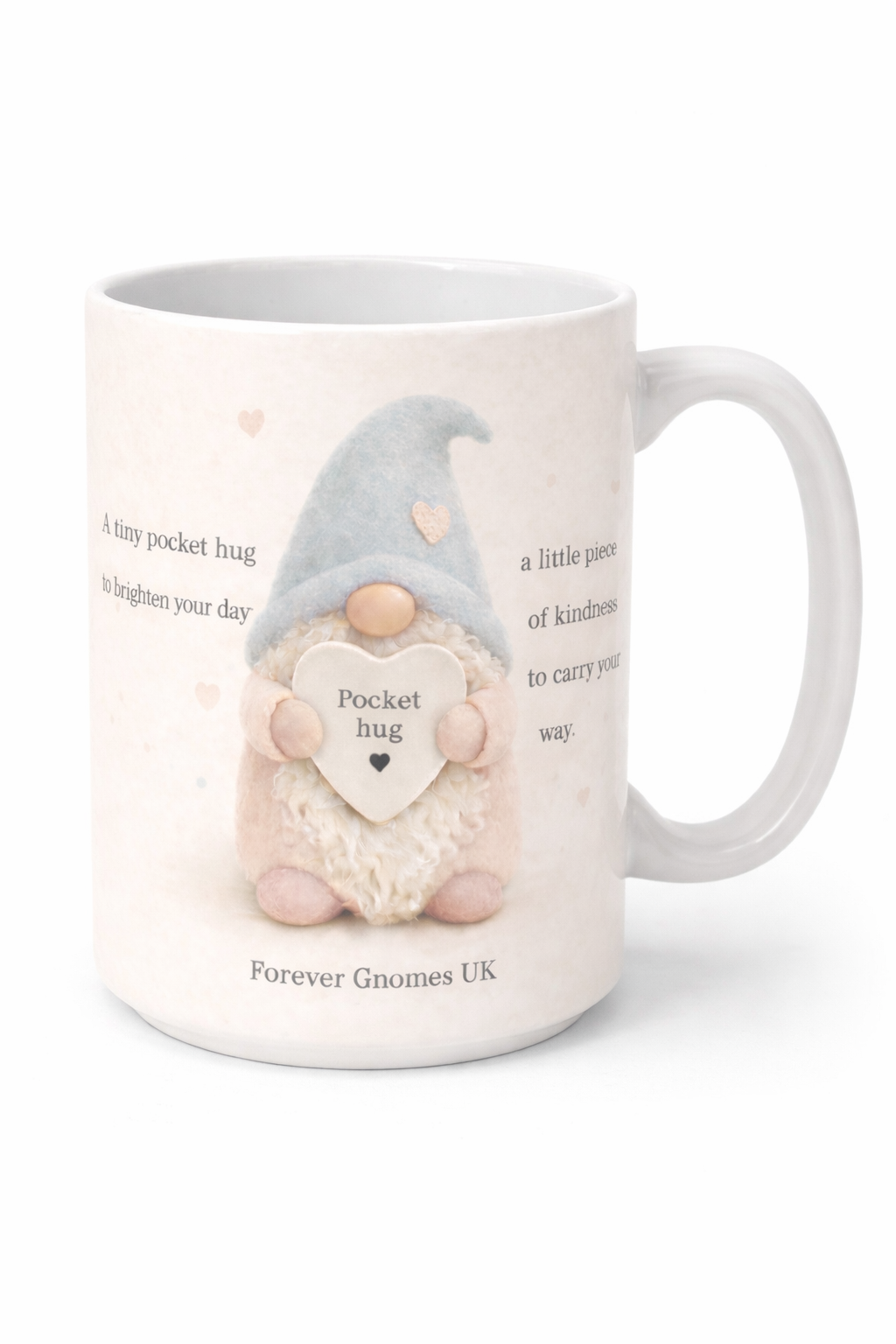 Pocket Hug Mug – 15oz Ceramic Gonk Mug, Friendship Gift, Kindness Mug, Cute Gnome Cup, Forever Gnomes UK