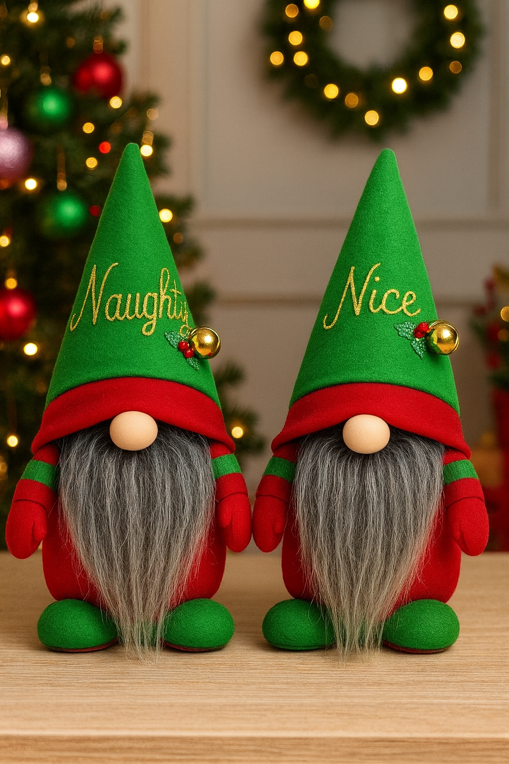 Handmade Naughty and Nice Christmas Gonks, Nordic, Gnome, Swedish Tomte