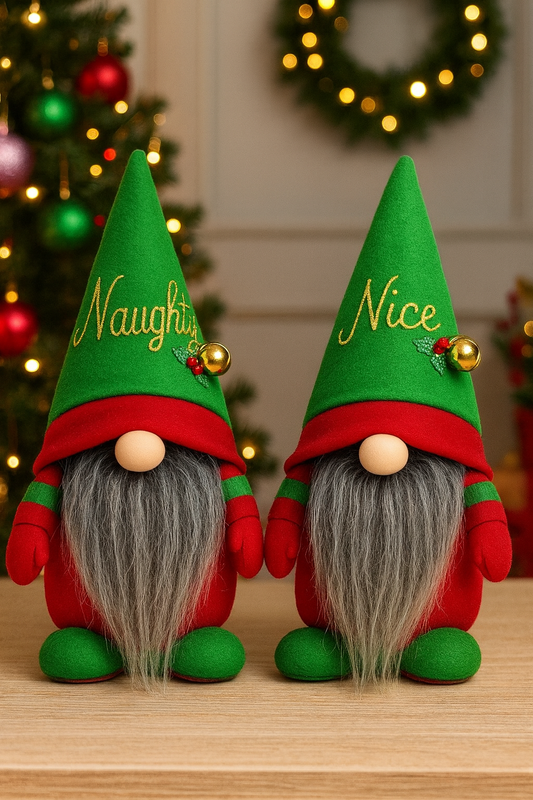 Handmade Naughty and Nice Christmas Gonks, Nordic, Gnome, Swedish Tomte