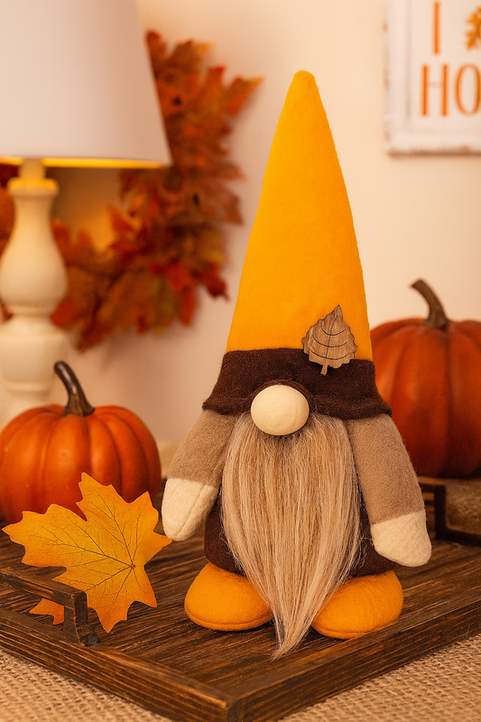 Mini Autumn Gonk in Brown and Orange, Nordic Gnome, Swedish Tomte