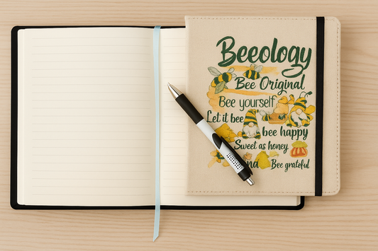 Beeology Gonk Hardback Linen Notebook A5, stationary, reusable,