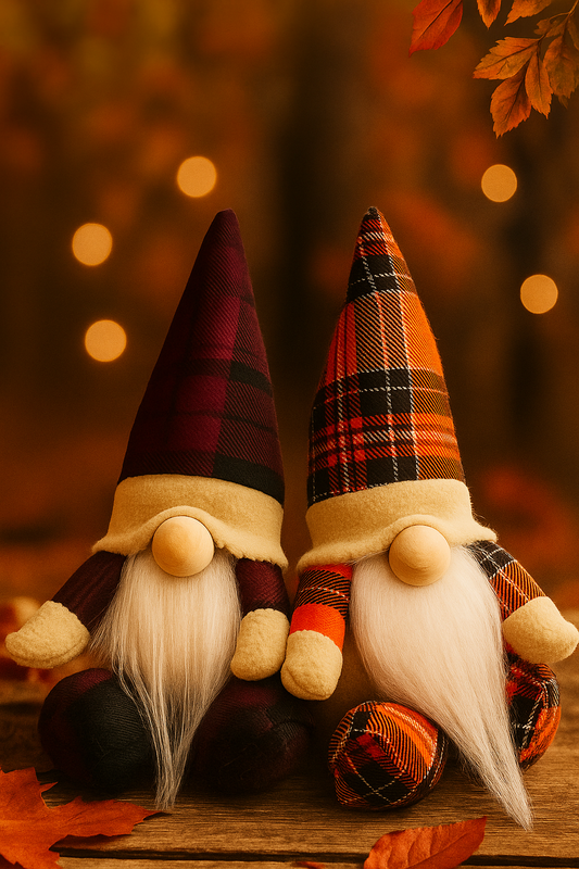 Mini Autumn Gonks with tartan design 7 inches