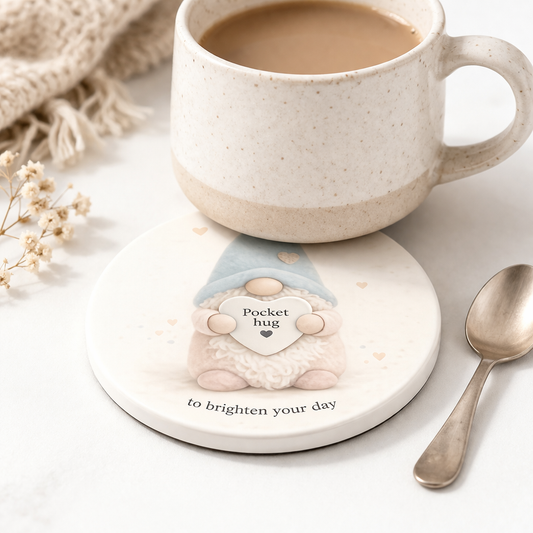 Pocket Hug Gonk Ceramic Coaster – A Little Hug to Brighten Your Day | Forever Gnomes UK