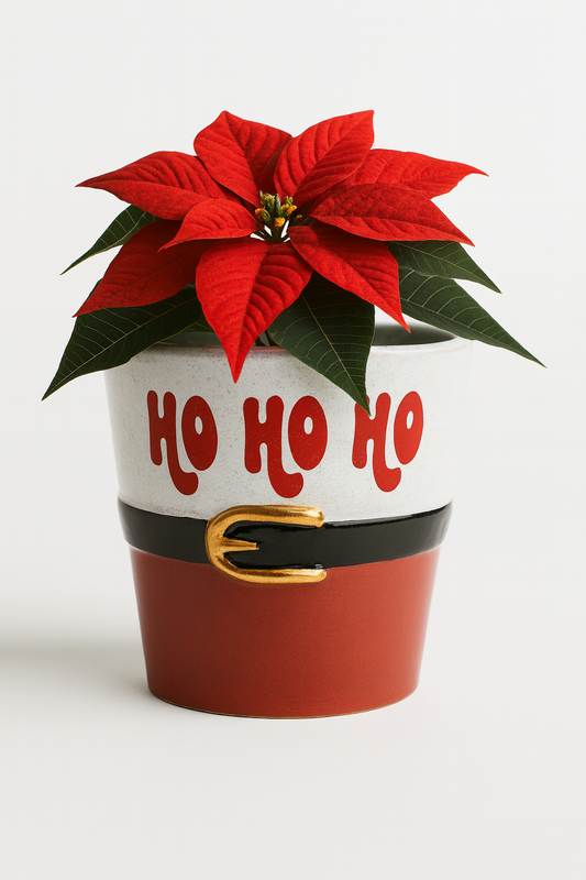 Ho Ho Ho Santa Belt Plant Ceramic Plant Pot 12.7cm