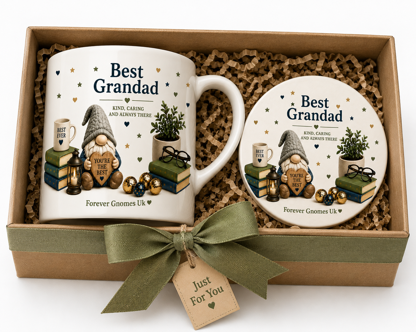 Best Grandad Mug and Coaster Gift Set | Grandad Gift | Father’s Day Mug Set | Gonk Mug & Ceramic Coaster | Forever Gnomes UK