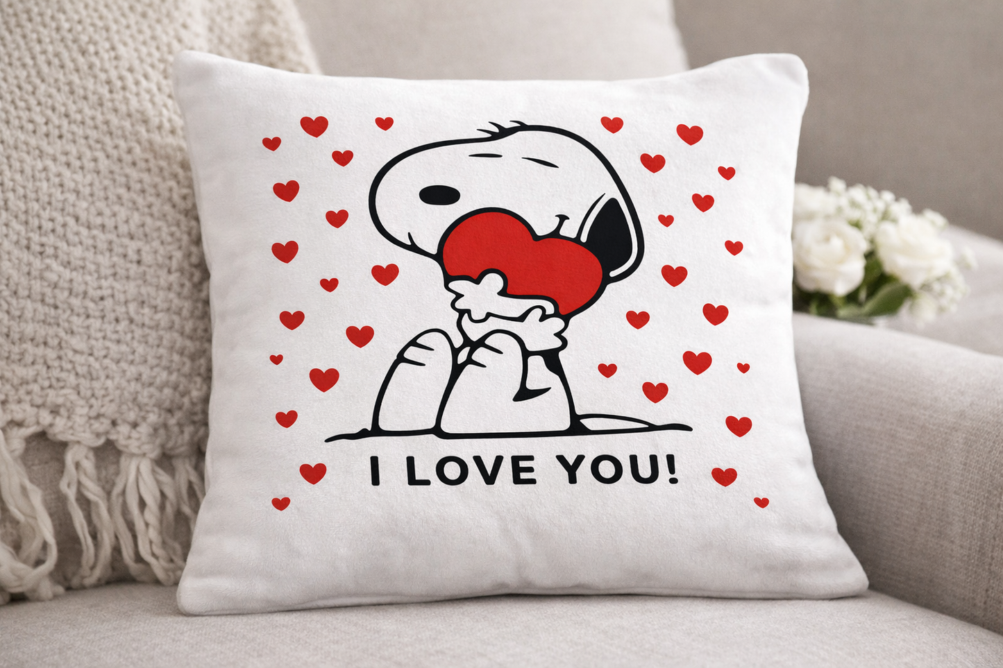 Snoopy I Love You Soft Valour Cushion 40 x 40cm