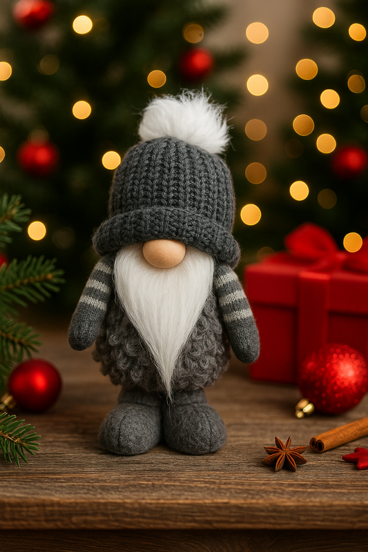 Grey Bobble Hat Christmas Gonk 40cm, Nordic Gnome, Swedish Tomte