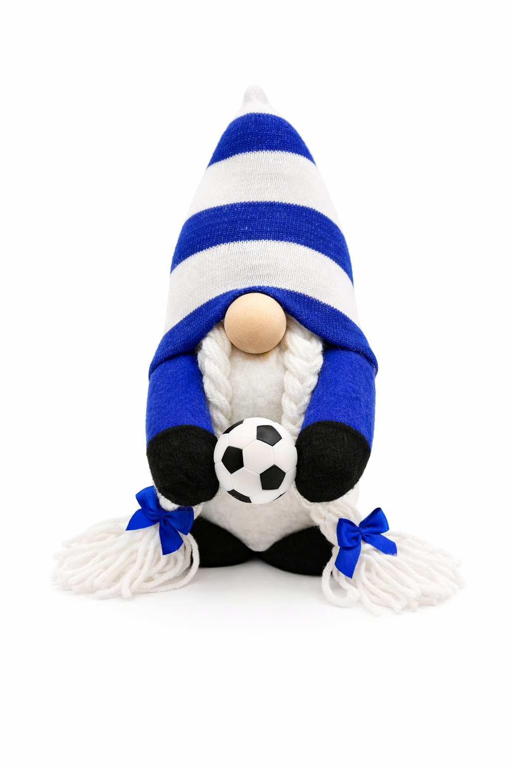 Handmade Dark Blue and White Football Gonk, With Platts, Nordic Gnome, Swedish Tomte