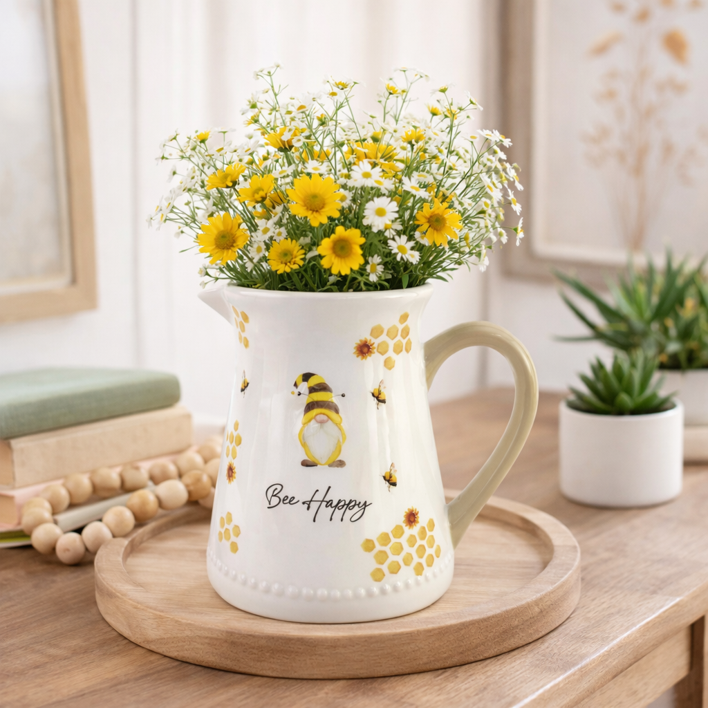 Ceramic Bumble Bee Gonk Jug, Gonk, Swedish Tomte, Nordic, Gnome