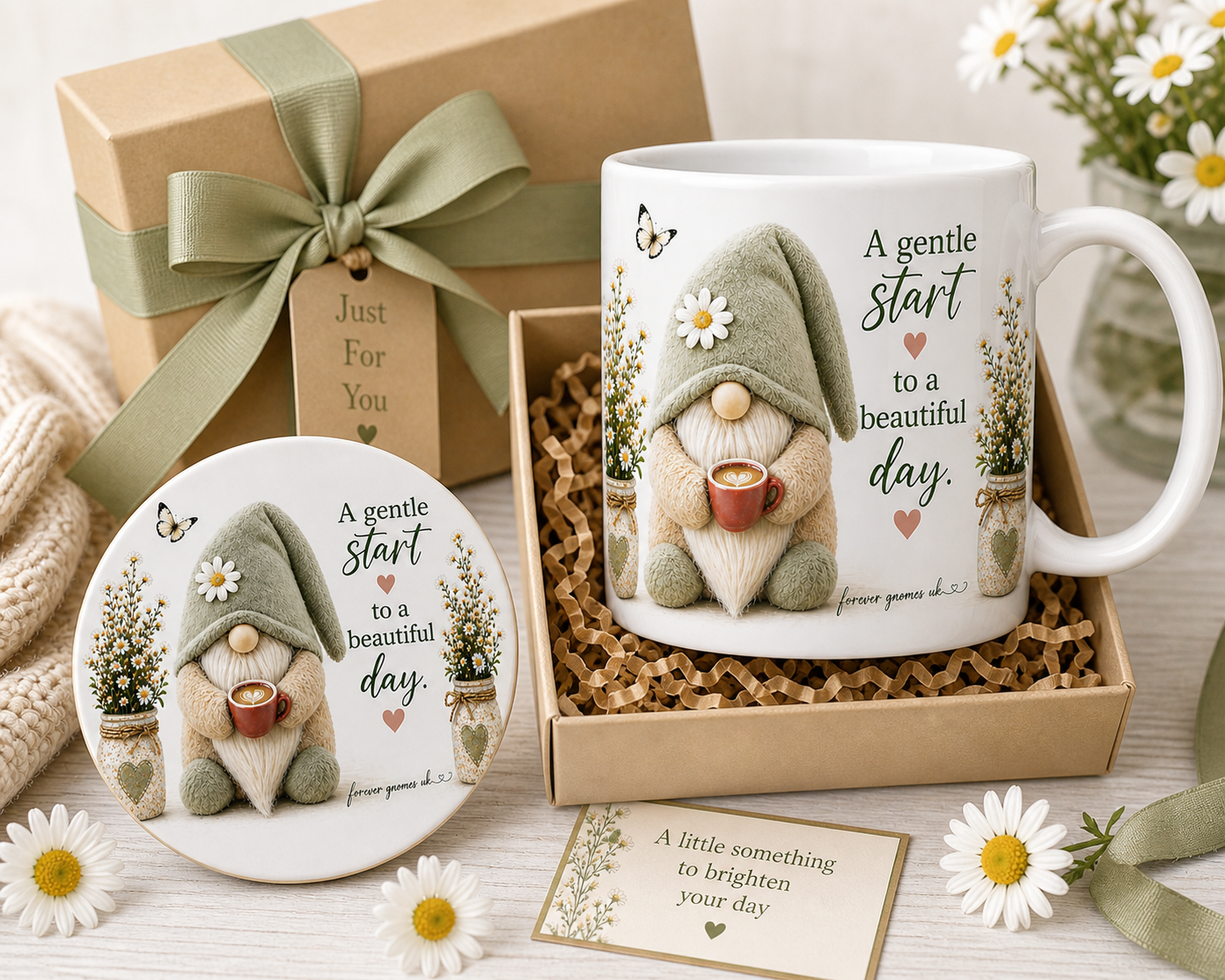 A Gentle Start” Gonk Mug & Coaster Gift Set