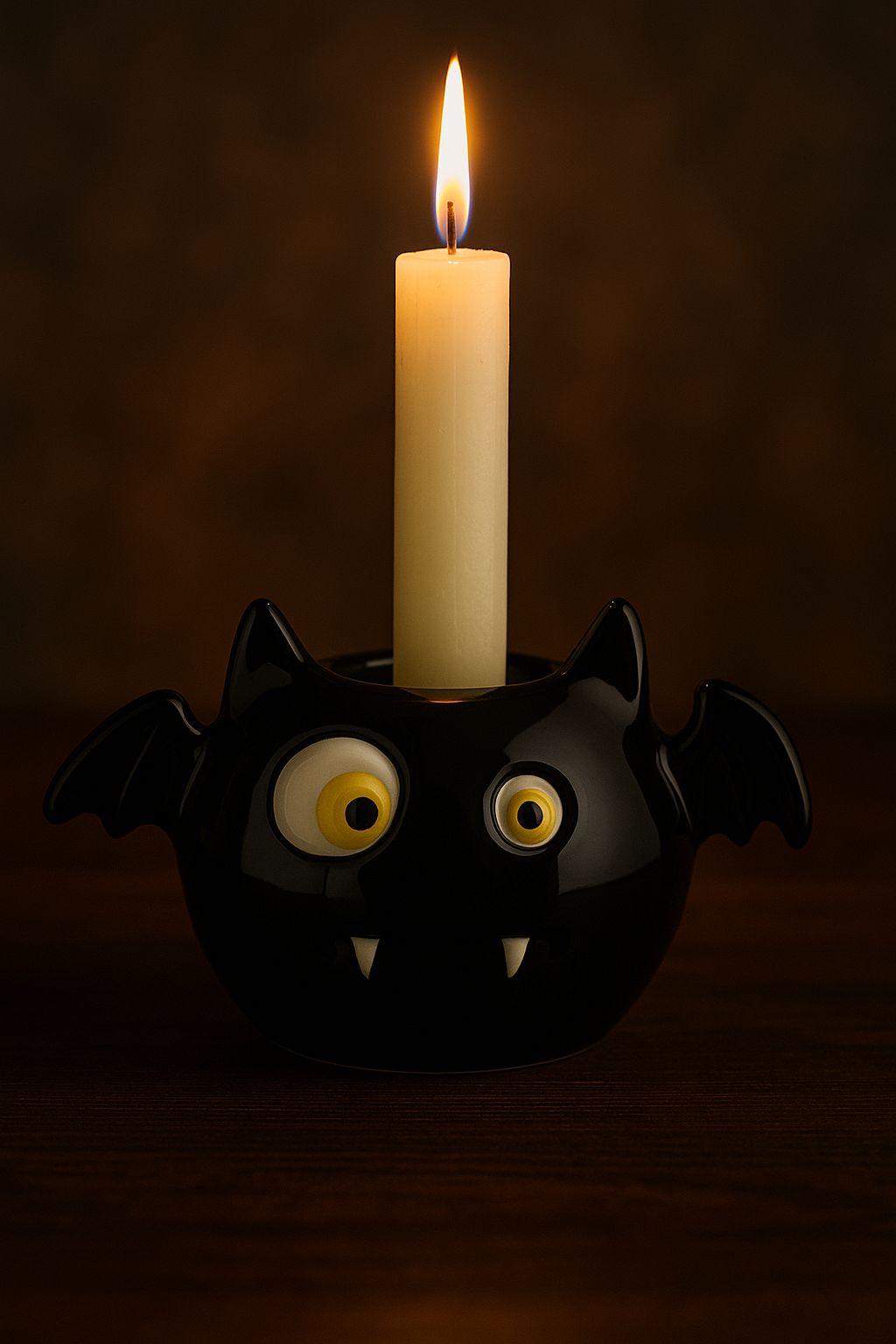 Black Ceramic Bat Candle Holder 11.5cm